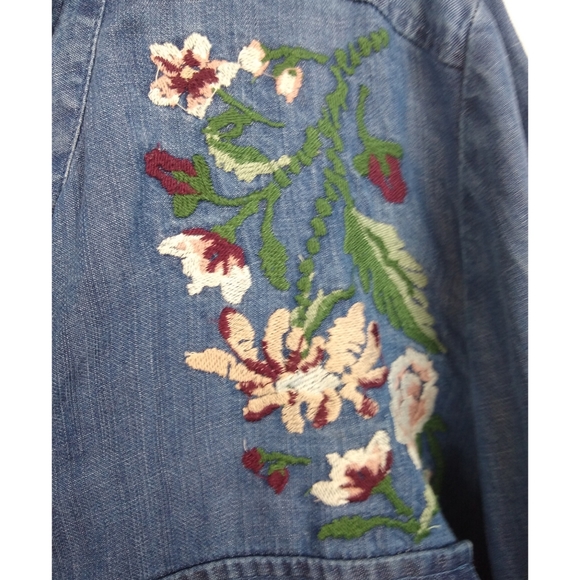 Style & Co Denim-Like Embroidered Shirt - Picture 6 of 6